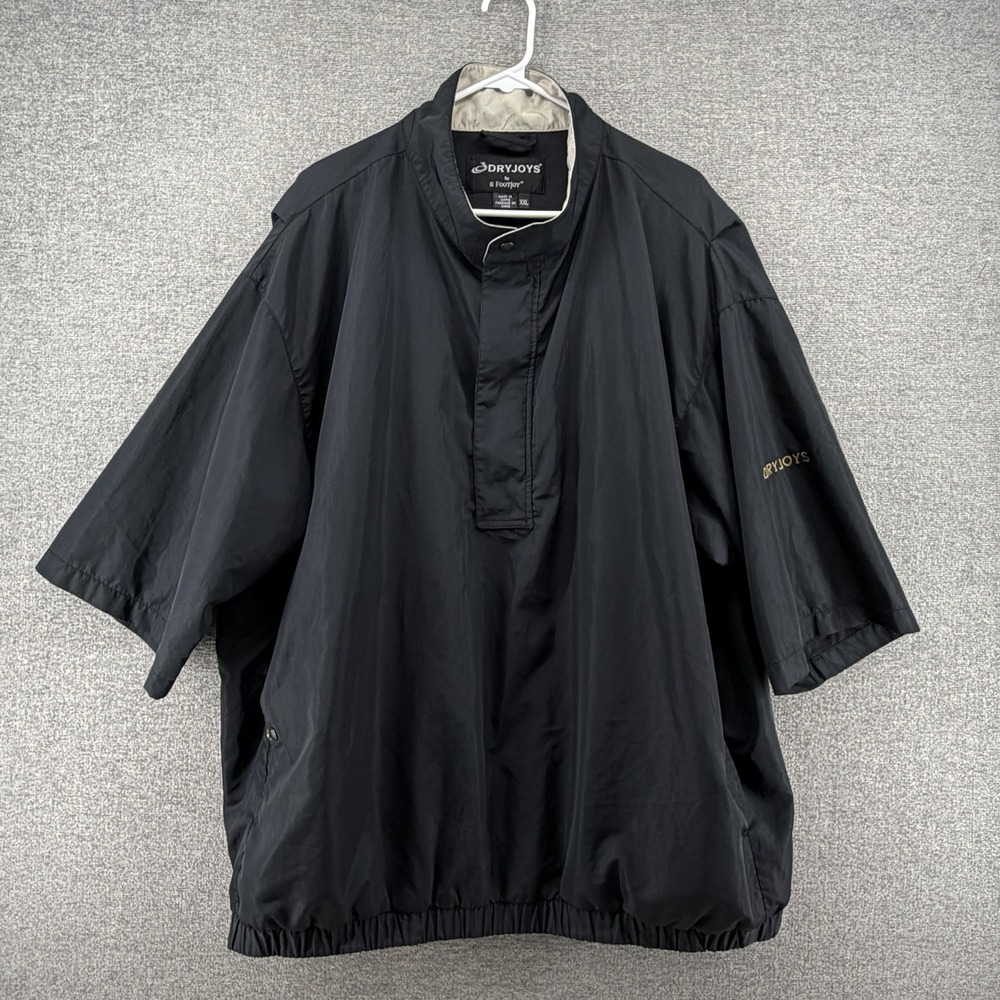 FootJoy DryJoy Short Sleeve Windbreaker Pullover Jacket Men Size XXL Black